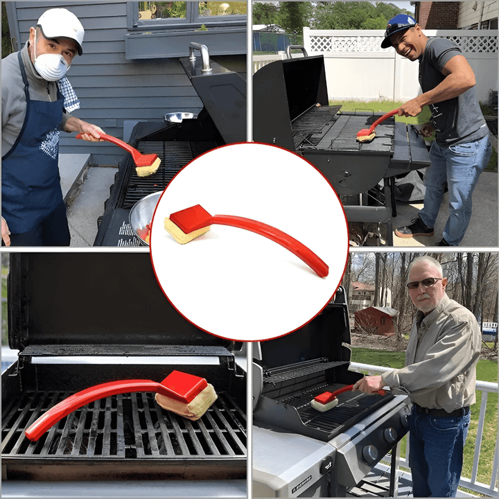 Tavvitaimp18 long handle bristle-free steam grill cleaner, essential BBQ tool for easy cleanup.