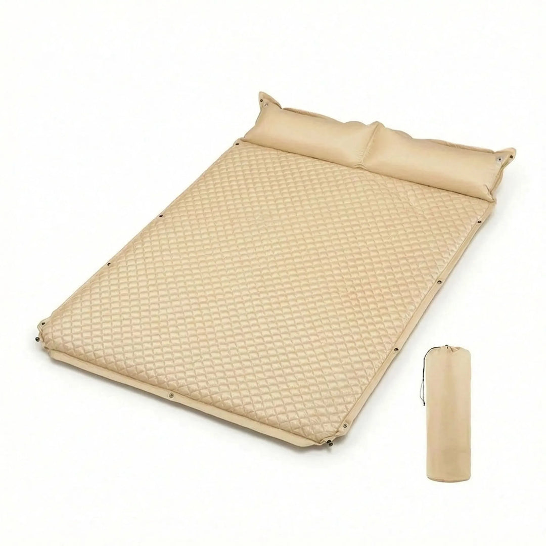 Premium self-inflating sleeping pad with pillow for camping and outdoor comfort. Quick setup, essential for recreation.