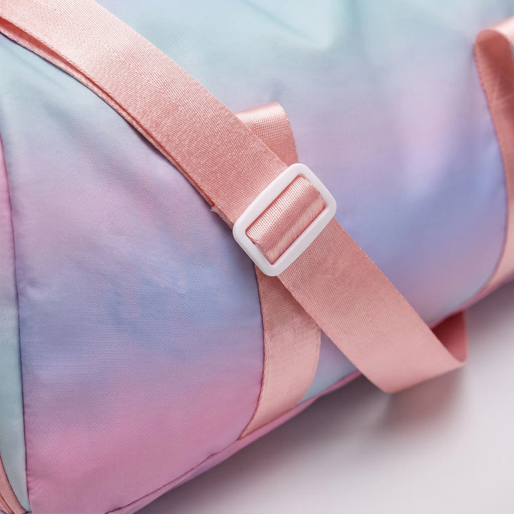 Workout & travel duffel bag with wet pocket, multiple compartments, and durable design for sports gear.