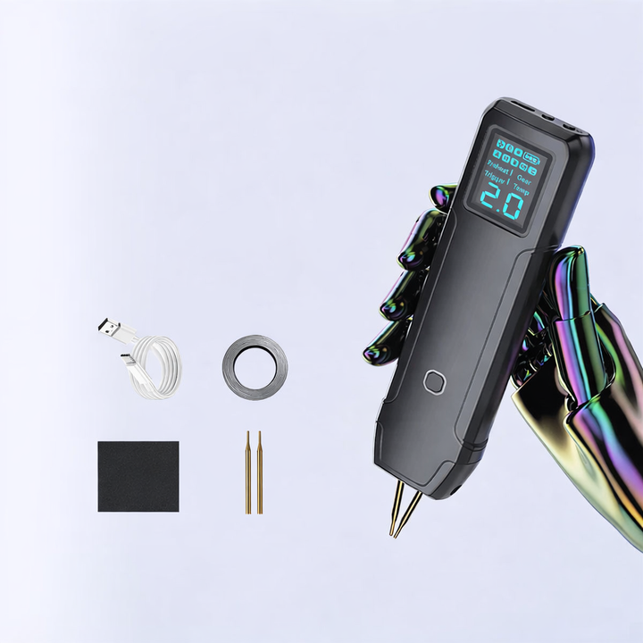 Portable handheld spot welder for 18650 battery assembly, perfect for DIY electronics repair projects.