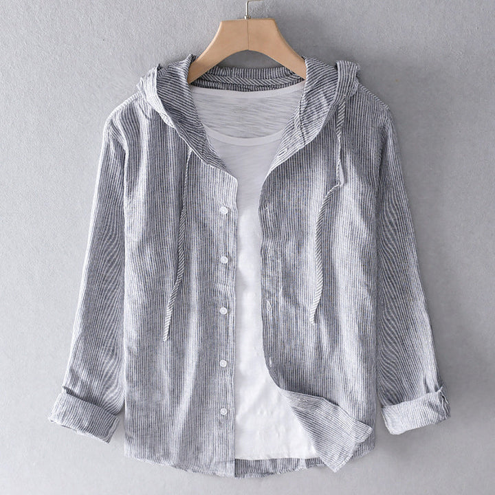 Stylish loose-fit hooded blouse for women, a breezy and elegant top for casual summer comfort.