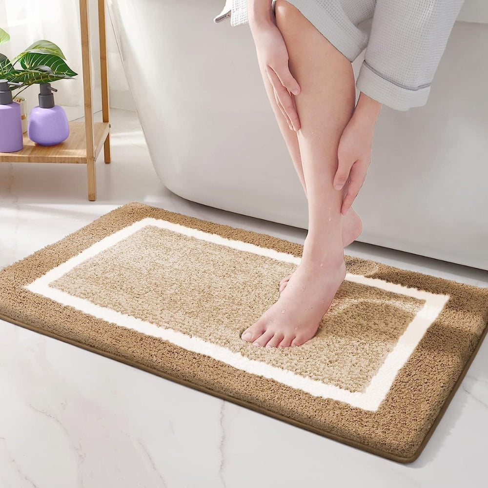 Enhanced safety non-slip bath rug. Plush microfiber bath mat, quick-dry & washable. Soft bathroom floor decor.