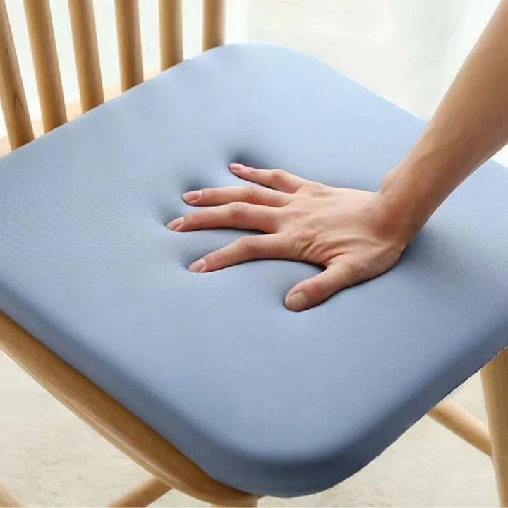Ergonomic seat cushion with contoured memory foam for optimal lumbar & coccyx support, enhancing comfort at work.