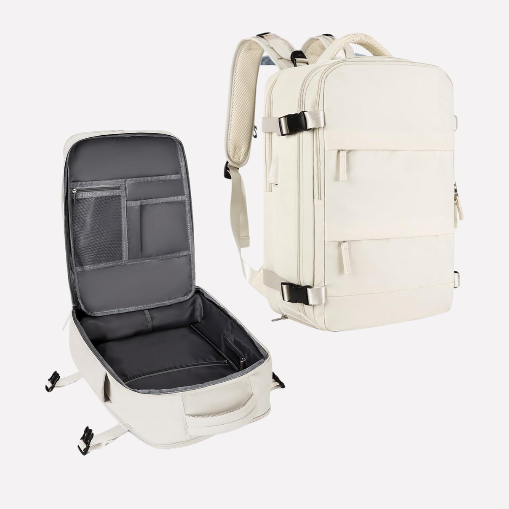Modern unisex travel backpack, sleek and practical for urban explorers and travelers.