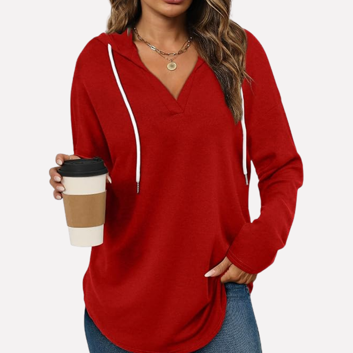 Essential women's crewneck pullover, a comfortable long sleeve top for casual fall & winter outfits.
