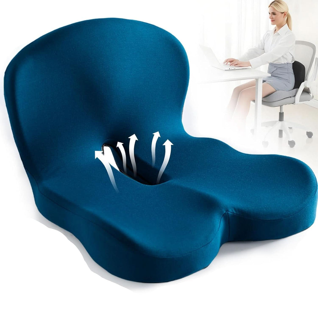Ergonomic seat cushion for ultimate comfort & posture correction. Ideal for office, home, and travel.