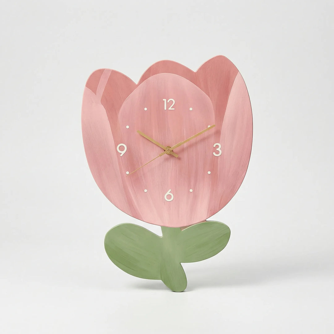 Charming flower wall clock, a silent decorative timepiece perfect for kitchen or entryway decor.