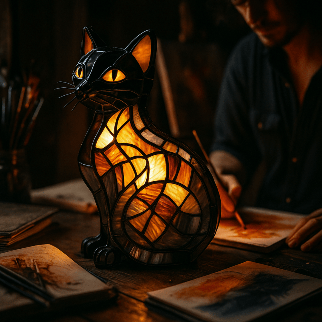 Touch-activated LED cat night light for a soft glow, perfect for children's bedrooms and nurseries.