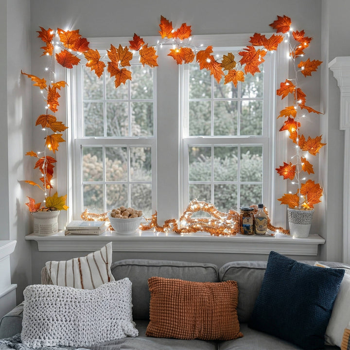 Flexible Lighted Ornament Garland for seasonal decor, creating a warm glow and festive ambiance in any room.