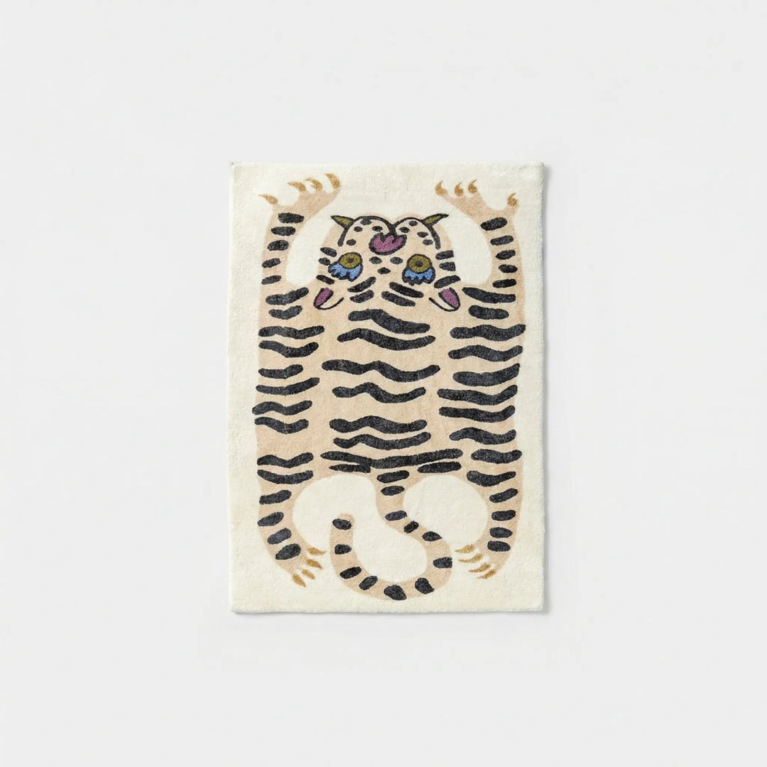 Kids' room tiger rug, washable and durable, adding a playful and vibrant touch to the space.