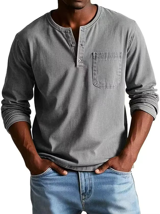 Men's Casual Long Sleeve Henley Shirt