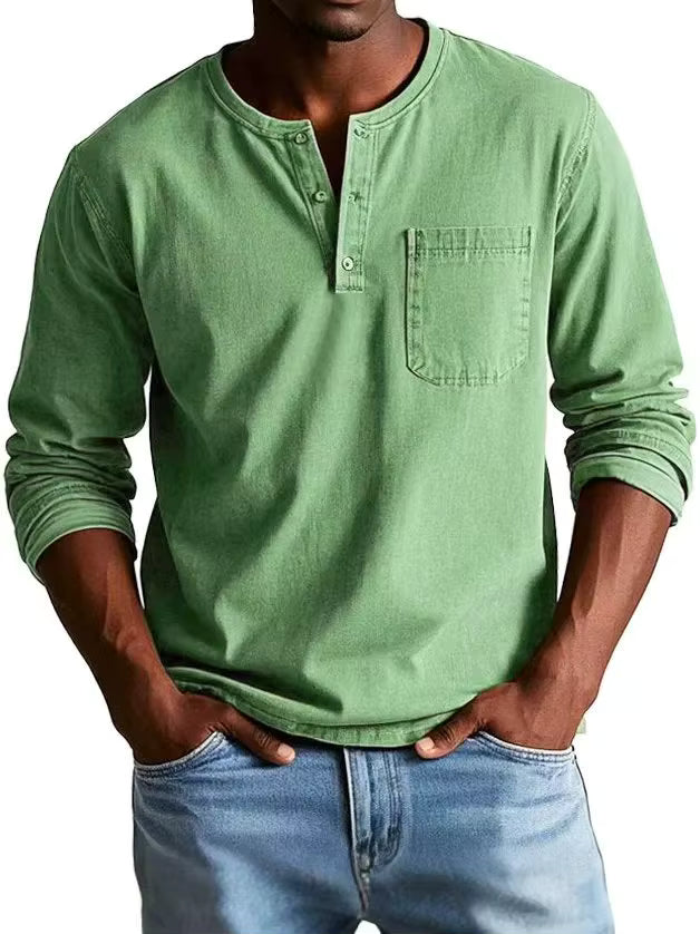 Men's Casual Long Sleeve Henley Shirt