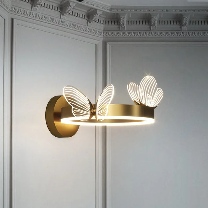 Decorative butterfly LED night light, wall-mounted for soft ambient bedroom lighting & stylish home accent.