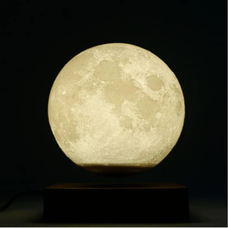 Unique levitating moon lamp gift: modern LED night light & futuristic home decor for any room.