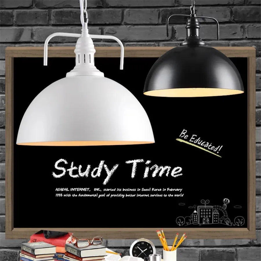 Vintage style iron pendant light, rustic ceiling lamp, enhances any home interior.