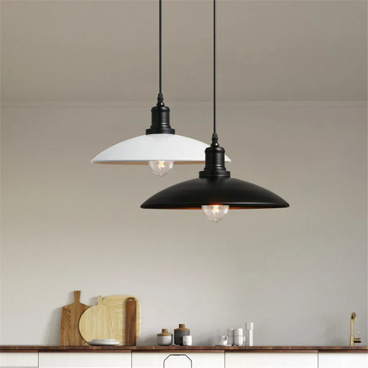 Farmhouse decor iron hanging lamp, industrial pendant for kitchen island lighting.