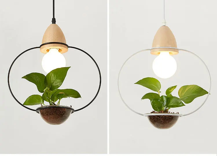Wooden base LED hanging light for rustic decor. Provides warm ambient lighting in cafes & homes.