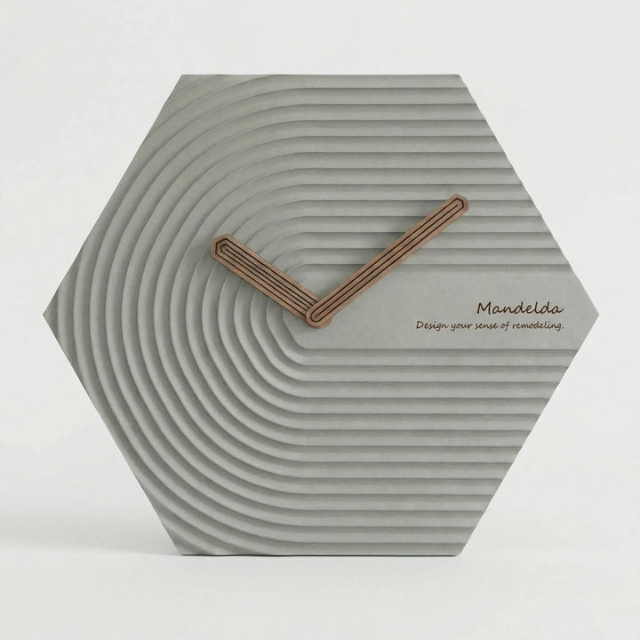 Modern accent hexagonal silent clock, a unique geometric statement piece for your wall.