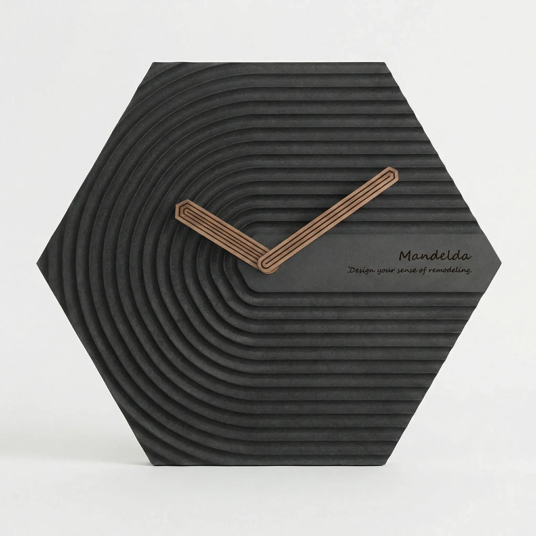 Sleek hexagonal silent wall clock, contemporary design for stylish home and office interiors.