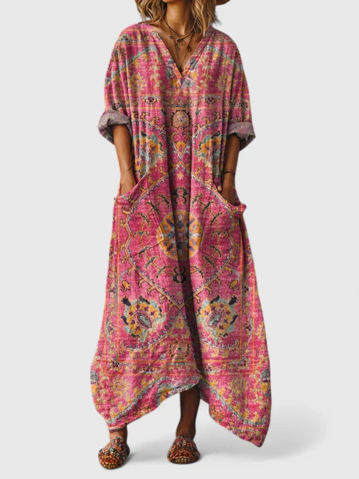 Stylish women's one-piece bohemian printed jumpsuit, perfect for summer outings, casual wear, and relaxed fit.