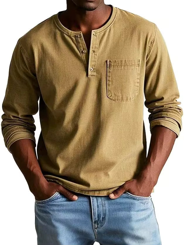 Men's Casual Long Sleeve Henley Shirt