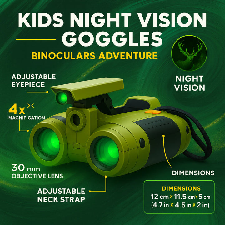 Educational kids' binoculars with night vision for camping essentials & nighttime discovery.