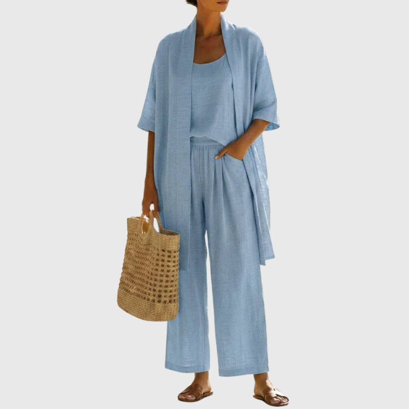 Comfortable women's three-piece set. Breathable, elegant, and versatile for all body types, including plus size.