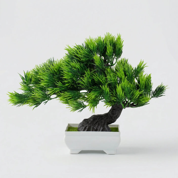 Artistic mini sculpted tabletop tree, a charming faux plant for any room's decor.