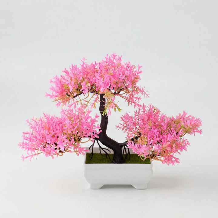 Unique sculpted home decor: mini artificial tree in green & white for peaceful ambiance.
