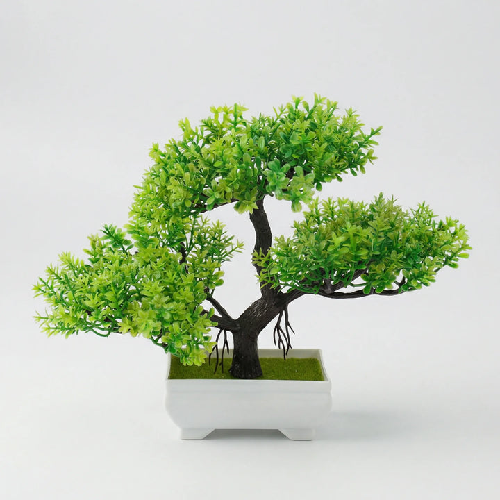 Handcrafted look mini sculpted tree, artificial plant for a peaceful tabletop display.
