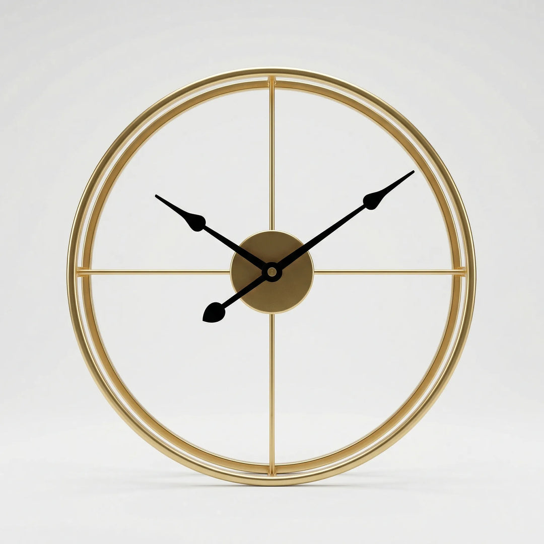 Chic round wall clock with silent movement. Enhances modern home decor and office space.