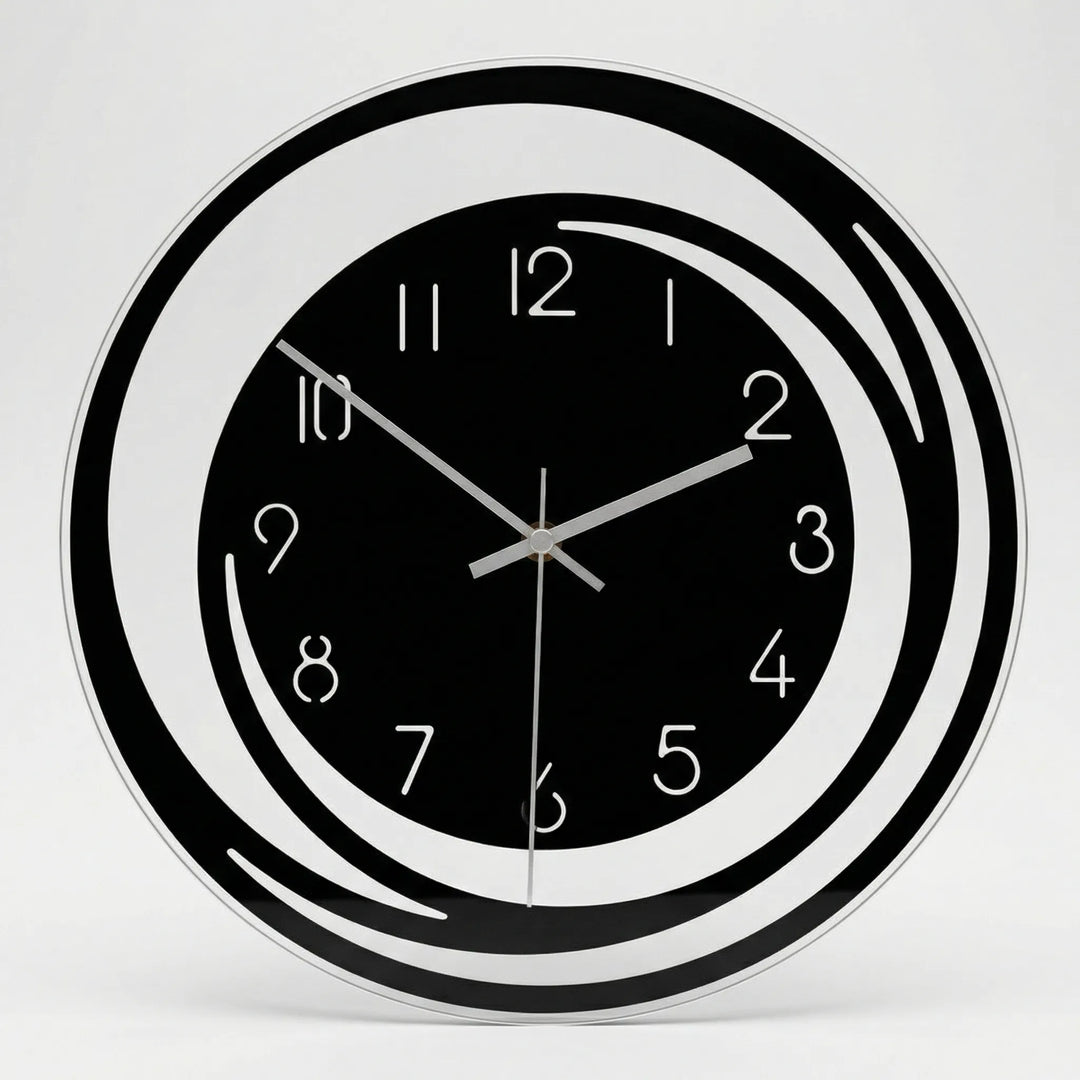 Contemporary quiet wall clock with a sleek round design, ideal for modern office and home decor.