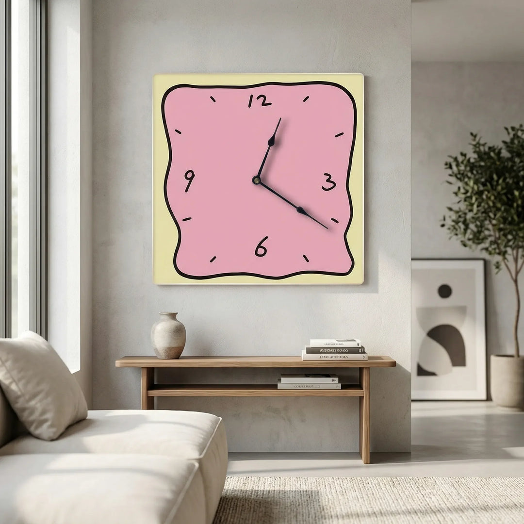 Modern square decorative wall clock, perfect for contemporary home, living room, and office decor.