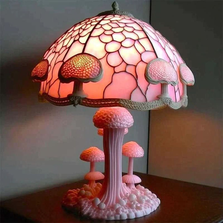 Handcrafted mosaic lamp with intricate patterns, a cordless decorative light for ambient home decor.