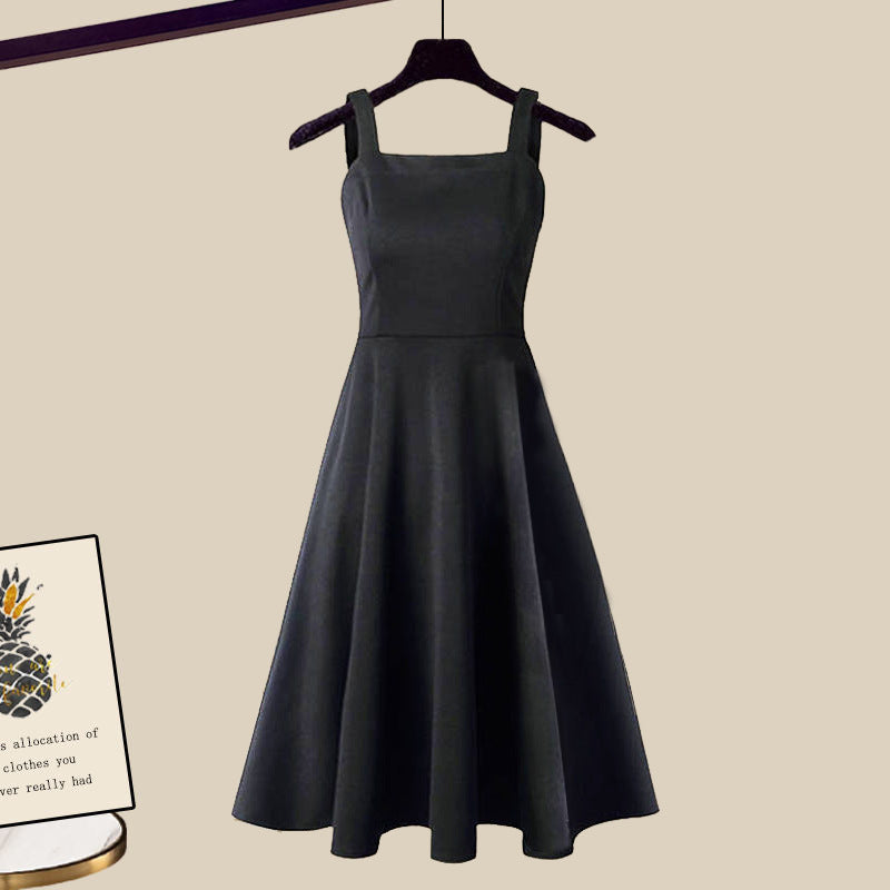 Womens fashion: a grey & brown versatile layered dress set. Includes A-line dress & cropped top. Adjustable fit.