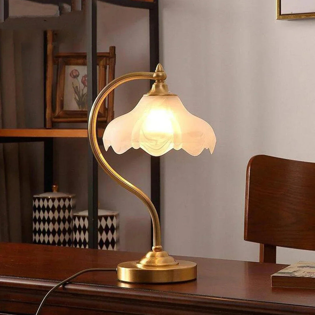 Home decor: Modern dimmable floral glass lamp, perfect as a stylish accent or desk light.