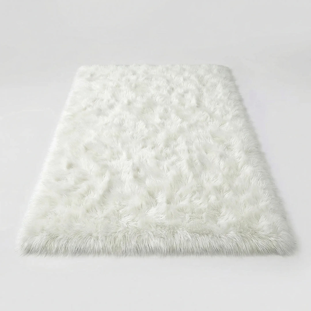 Stylish living room area rug, plush and neutral, featuring a unique wave design for contemporary home decor.