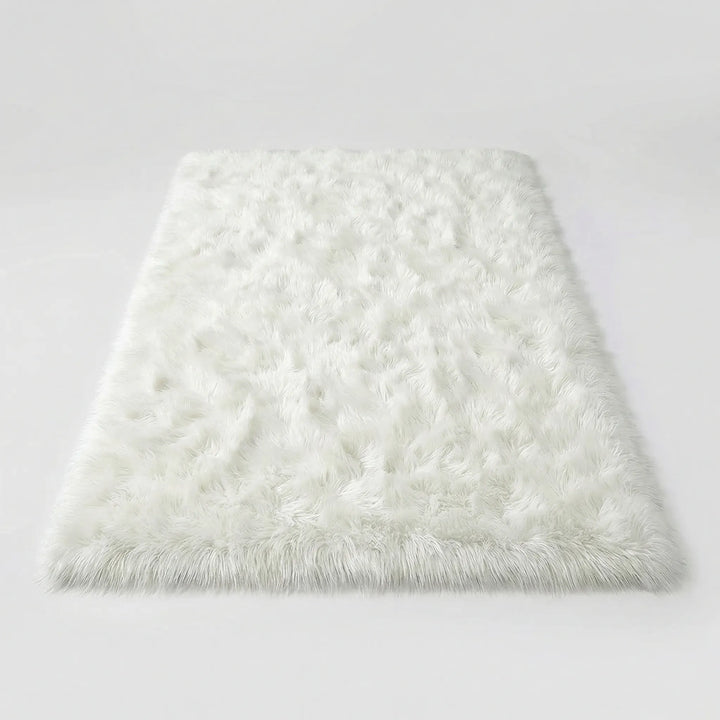 Stylish living room area rug, plush and neutral, featuring a unique wave design for contemporary home decor.