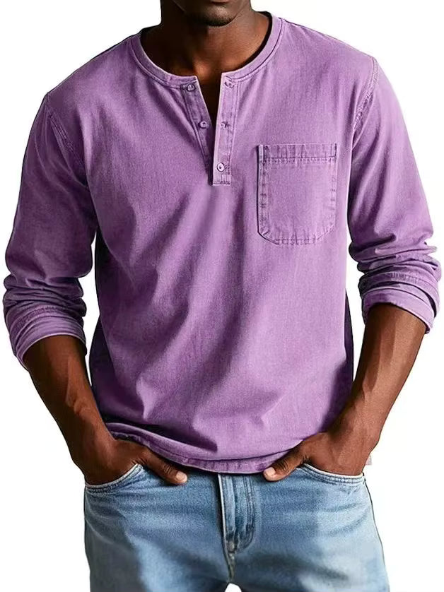 Men's Casual Long Sleeve Henley Shirt