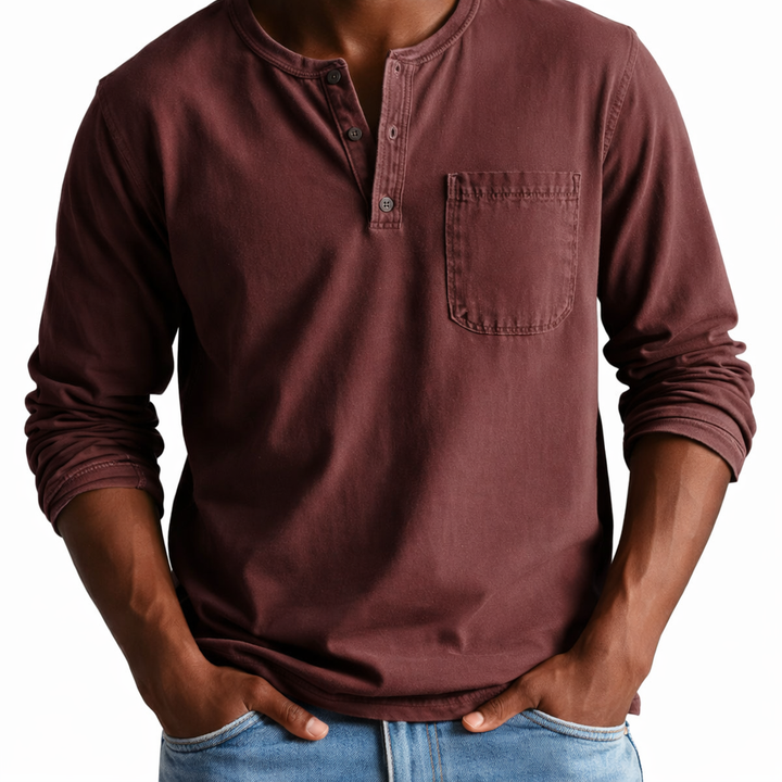 Men's Casual Long Sleeve Henley Shirt