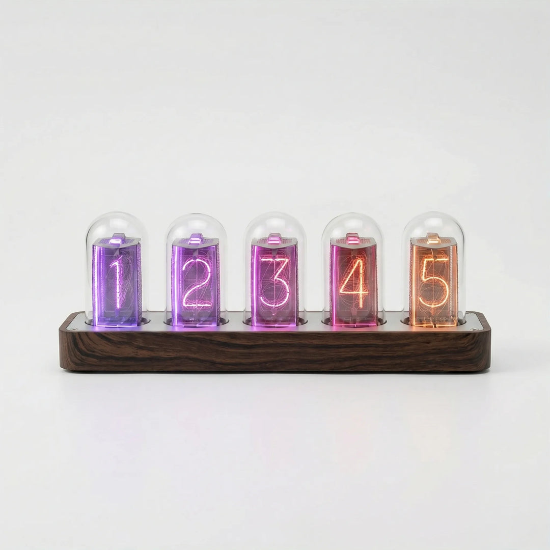 Stylish retro digital desk clock, ideal for modern office decor or adding a vintage touch to any tabletop.