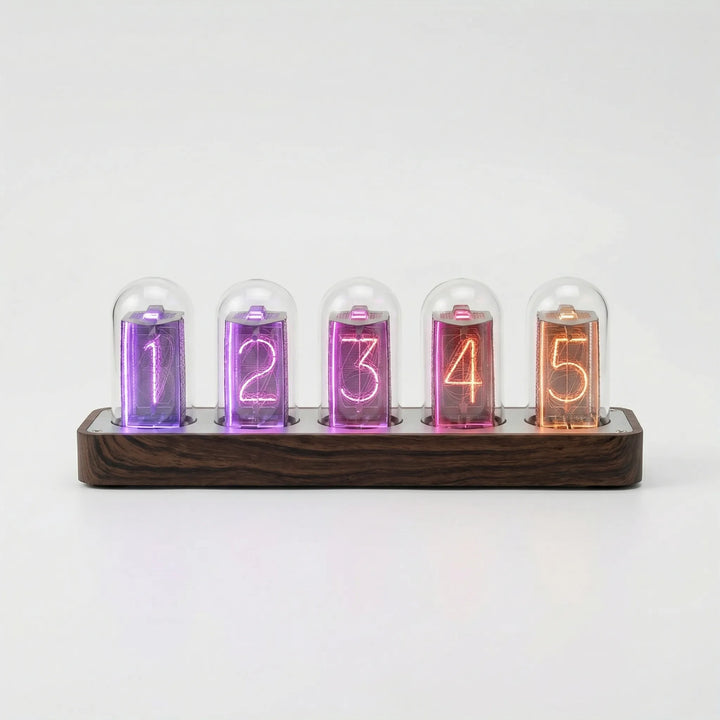 Stylish retro digital desk clock, ideal for modern office decor or adding a vintage touch to any tabletop.