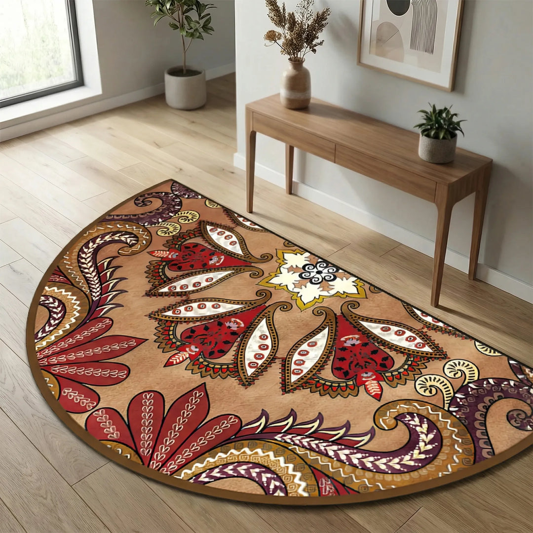 Home decor round floor mat, Flowique waves. Non-slip & durable for high-traffic areas.