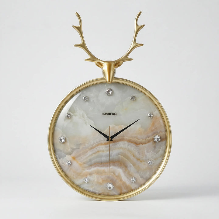 Elegant statement round wall clock, a sophisticated decorative accent for stylish interiors in living rooms.