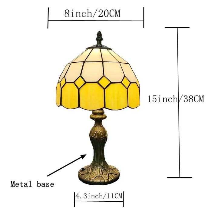 Yellow Nordic plaid lamp, a modern table light for girls' desks or bedsides. Bright room decor with ambient glow.