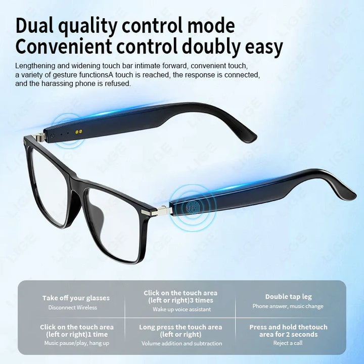 Stylish unisex smart sunglasses with Bluetooth audio & hands-free calling. UV protected anti-blue light eyewear.