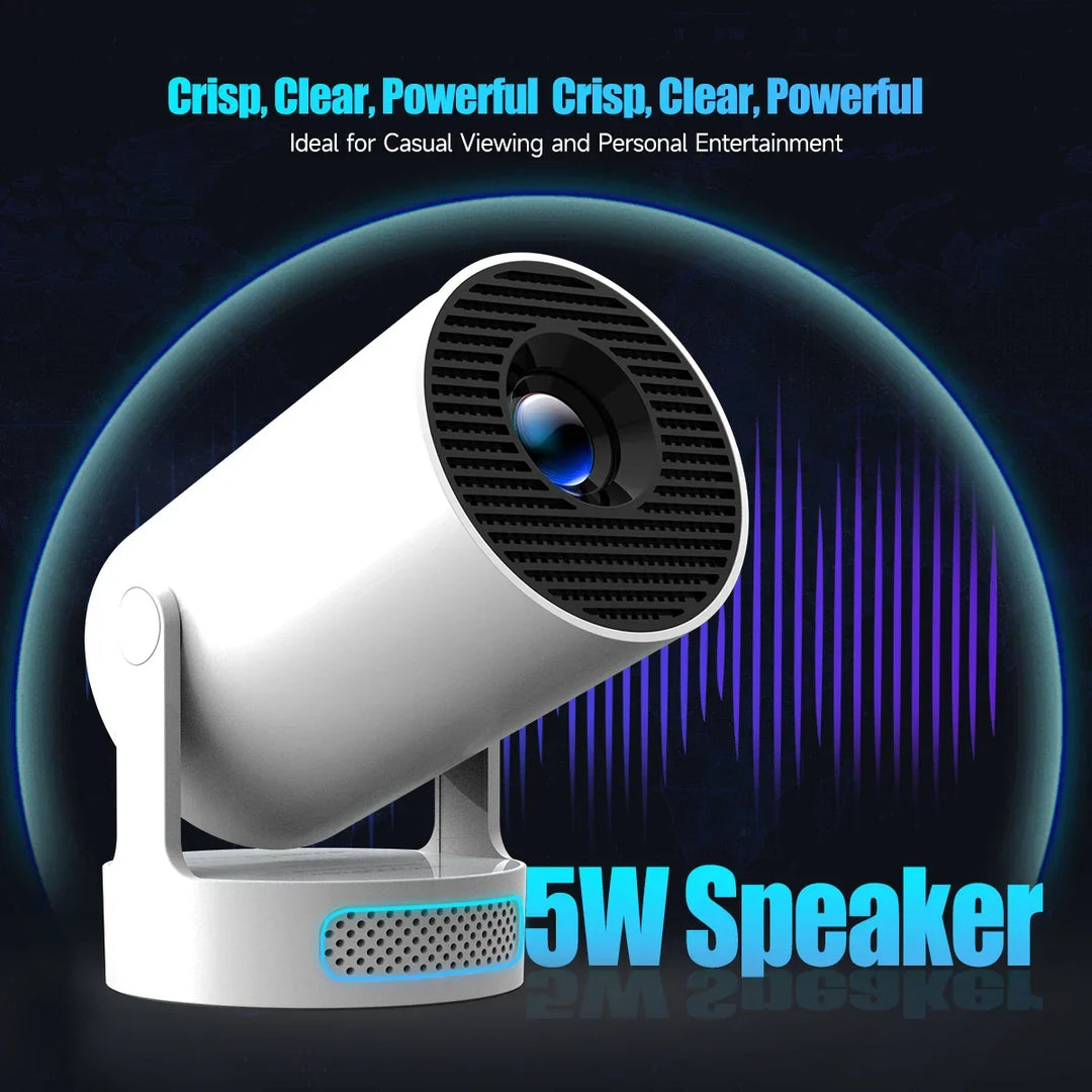 Sleek portable projector showcasing its compact design, ready for any travel adventure.