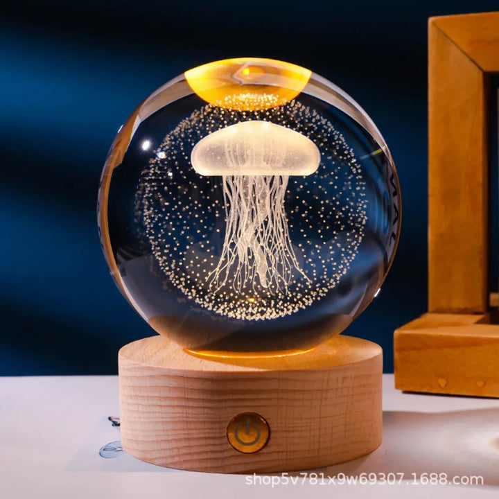 Decorative 3D axolotl LED lamp with crystal base, providing charming ambient light for any home or office.