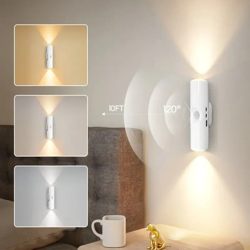 Easy install SmartGlow motion sensor night light, USB rechargeable & energy-saving.