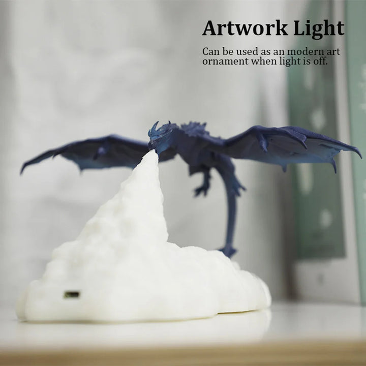Unique 3D dragon LED night light, USB rechargeable table lamp. Ideal gift for fantasy lovers.